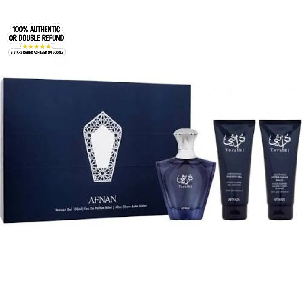 Afnan Turathi Homme Blue Gift Set – Eau De Parfum + Shower Gel + After Shave – Luxurious Perfume Gift Set For Men