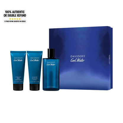 Cool Water Perfume Gift Set for Men - Pack of 3 (125 ml EDT 75 ml Shower Gel & 75 ml After Shave Balm)